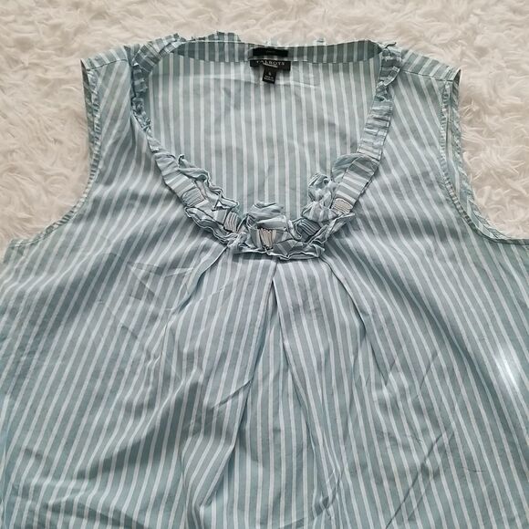 Talbots Blue and White Stripe Top Sz Small - Picture 2 of 7